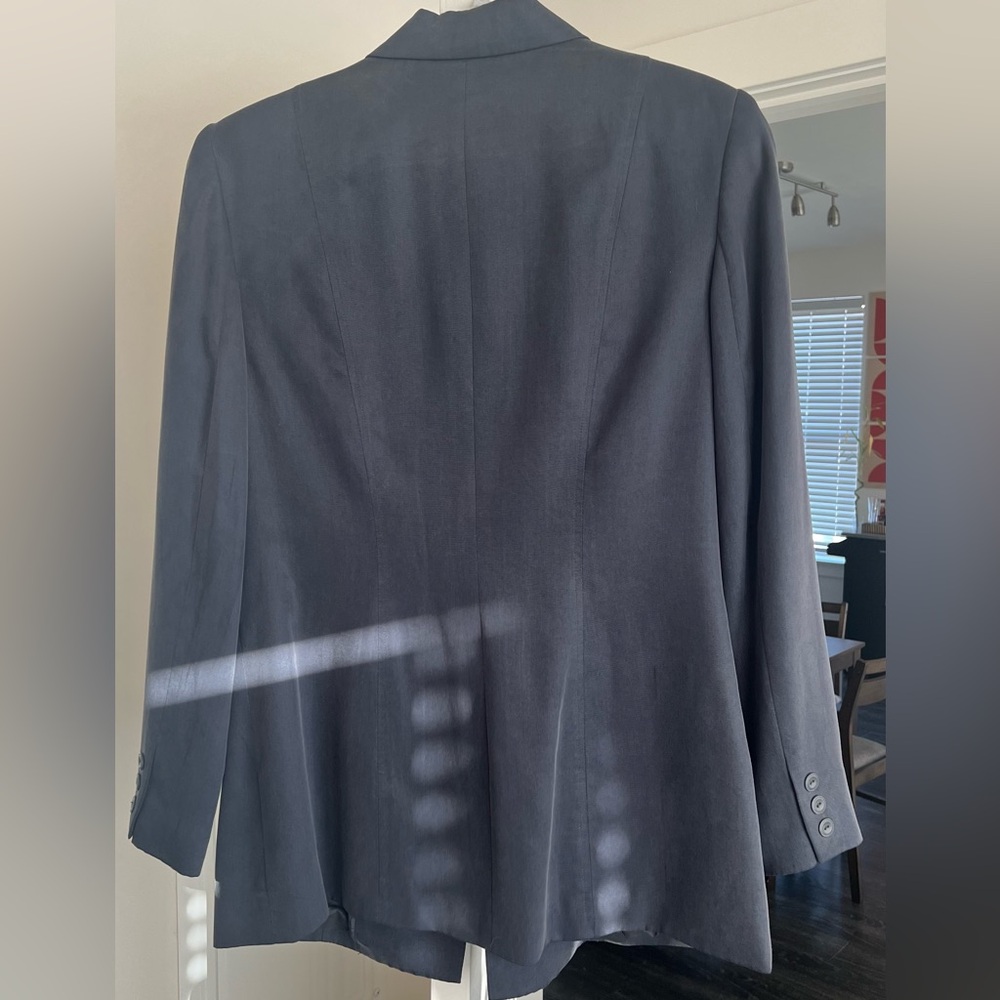 Structured Blue/Gray Blazer With Silver Hardware - image 3